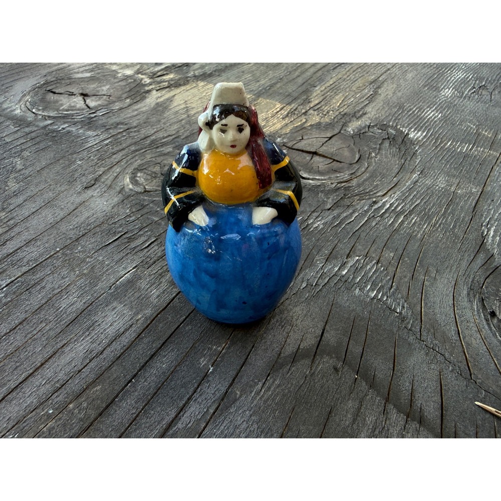 Rare Miniature French Faience Breton Lady Figural Pitcher – Quimper Style – - Picture 1 of 13